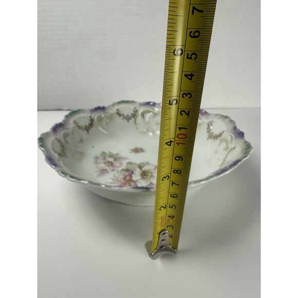 Vintage Bavaria Floral Porcelain Bowl with Iridescent Gold Trim - Picture 4 of 5